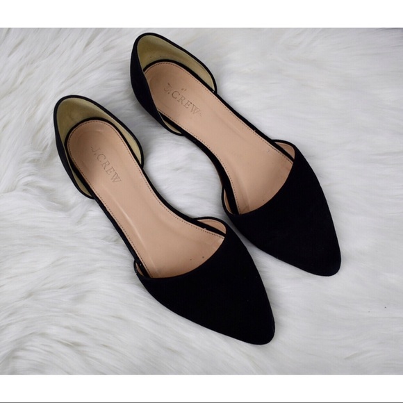 black suede pointed flats